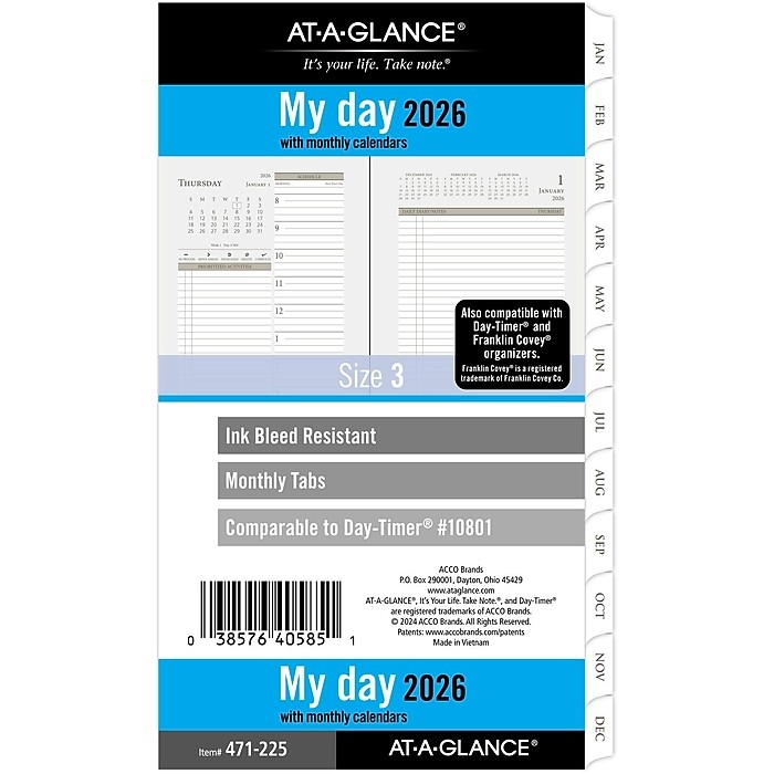 2026 AT-A-GLANCE 3.75″ x 6.75″ My Day Refill Pages, (471-225)