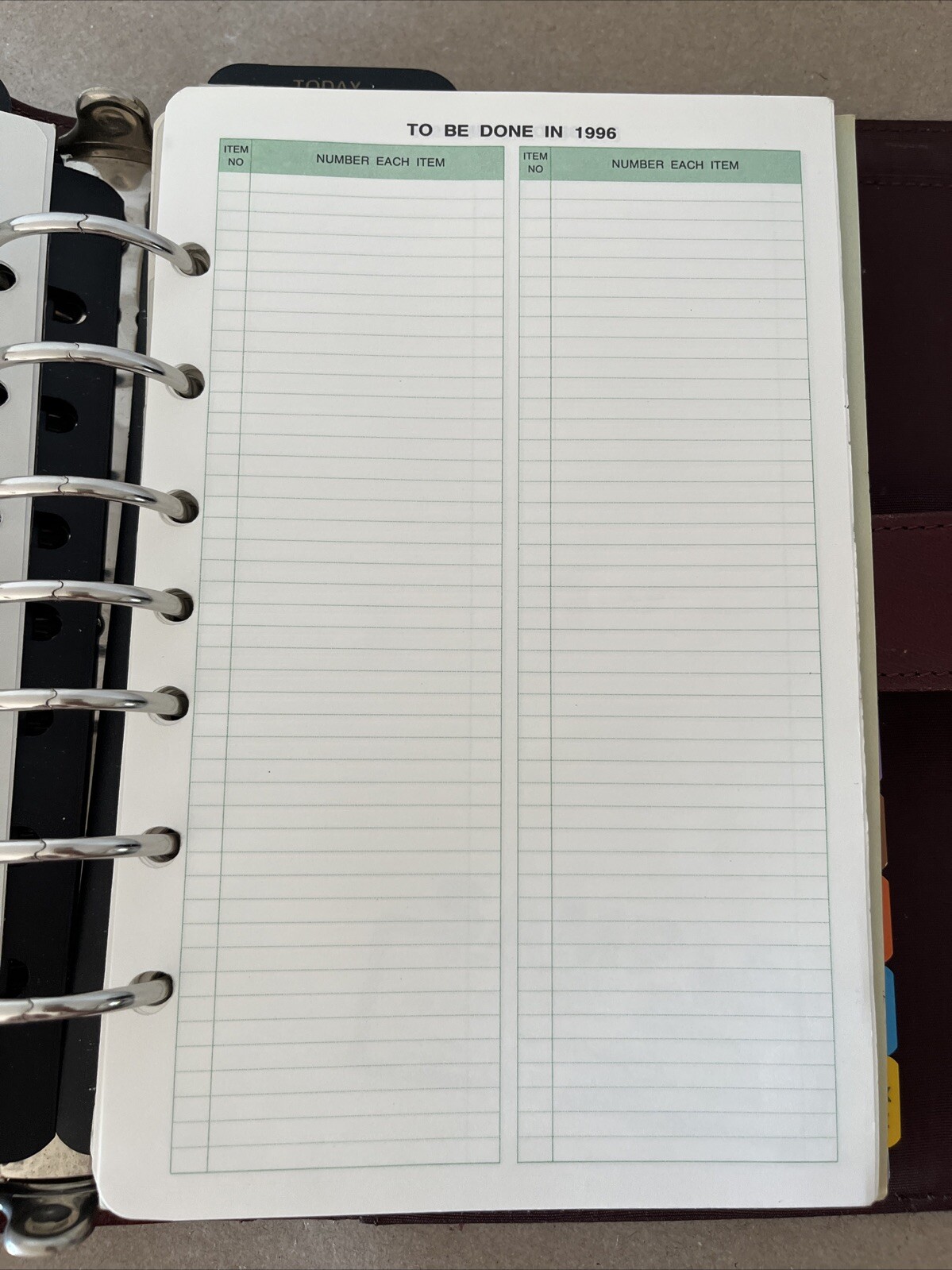 Day-Timer Planner Binder Brown Leather 7 Rings Loose Leaf USA Made 1996 Vintage