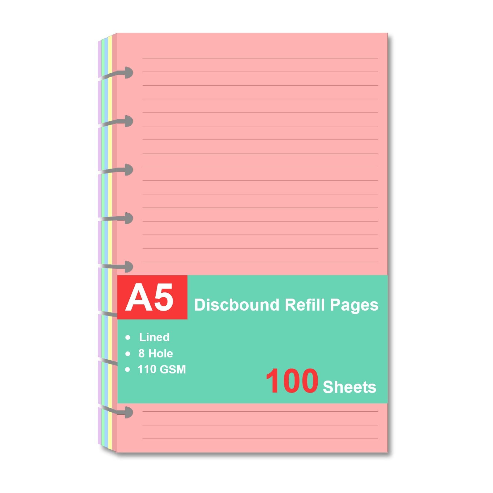 Junior Size Refills Paper A5 Loose Leaf Paper for TUL Custom Note-Taking 100Shee