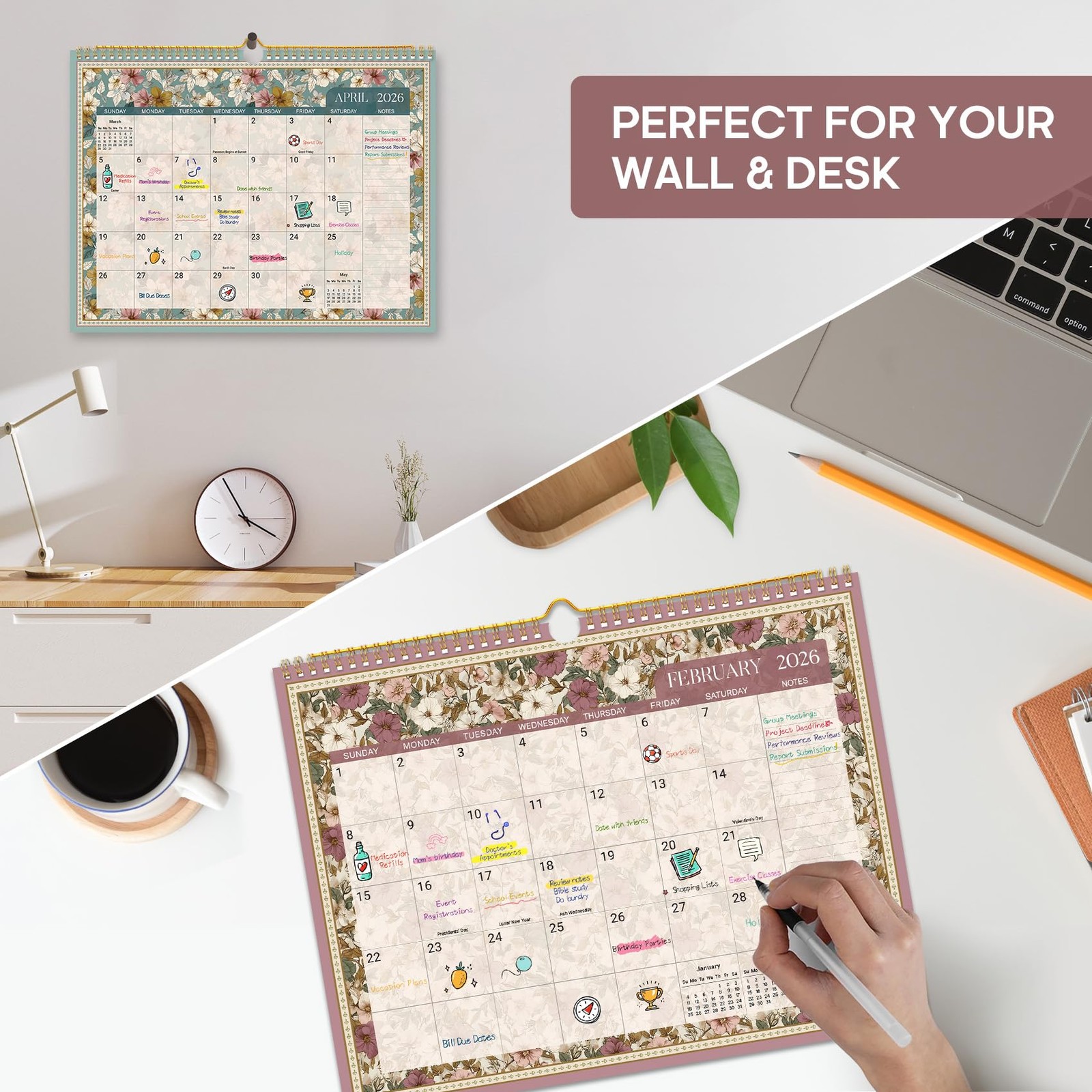 Calendar 2026-2027, Monthly Wall Old(Runs Until June 2027), g-Garden Repose