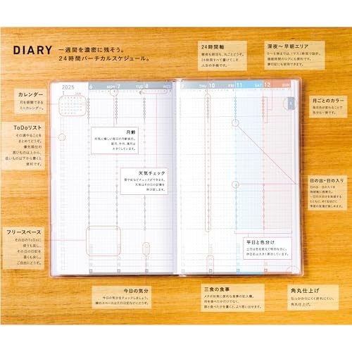Jibun Notebook mini DIARY 2025 Monthly Weekly B6 Slim White Ni-JCMD1W-25
