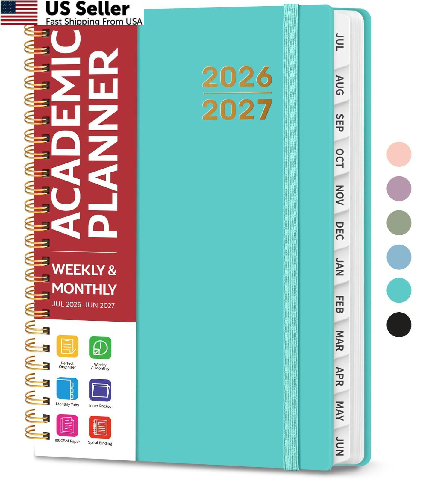 Planner 2026-2027 for Women & Men, Academic (6.3″x8.5″)a5, B-Aquamarine