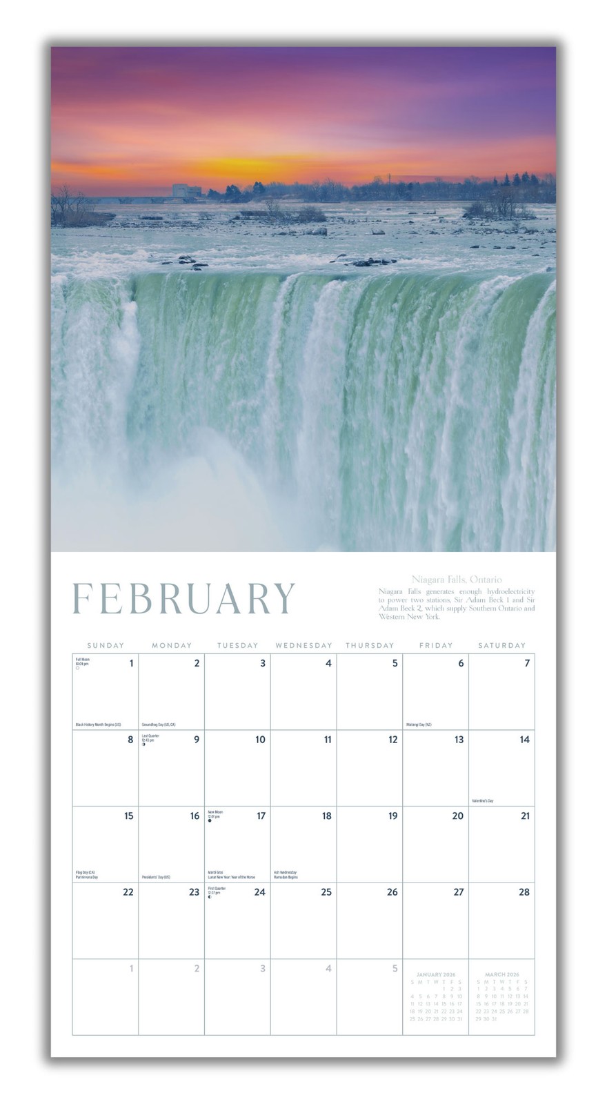 Canada Calendar 2026 | 12″ x 24″ 12 Month Calendar | Marble City Press