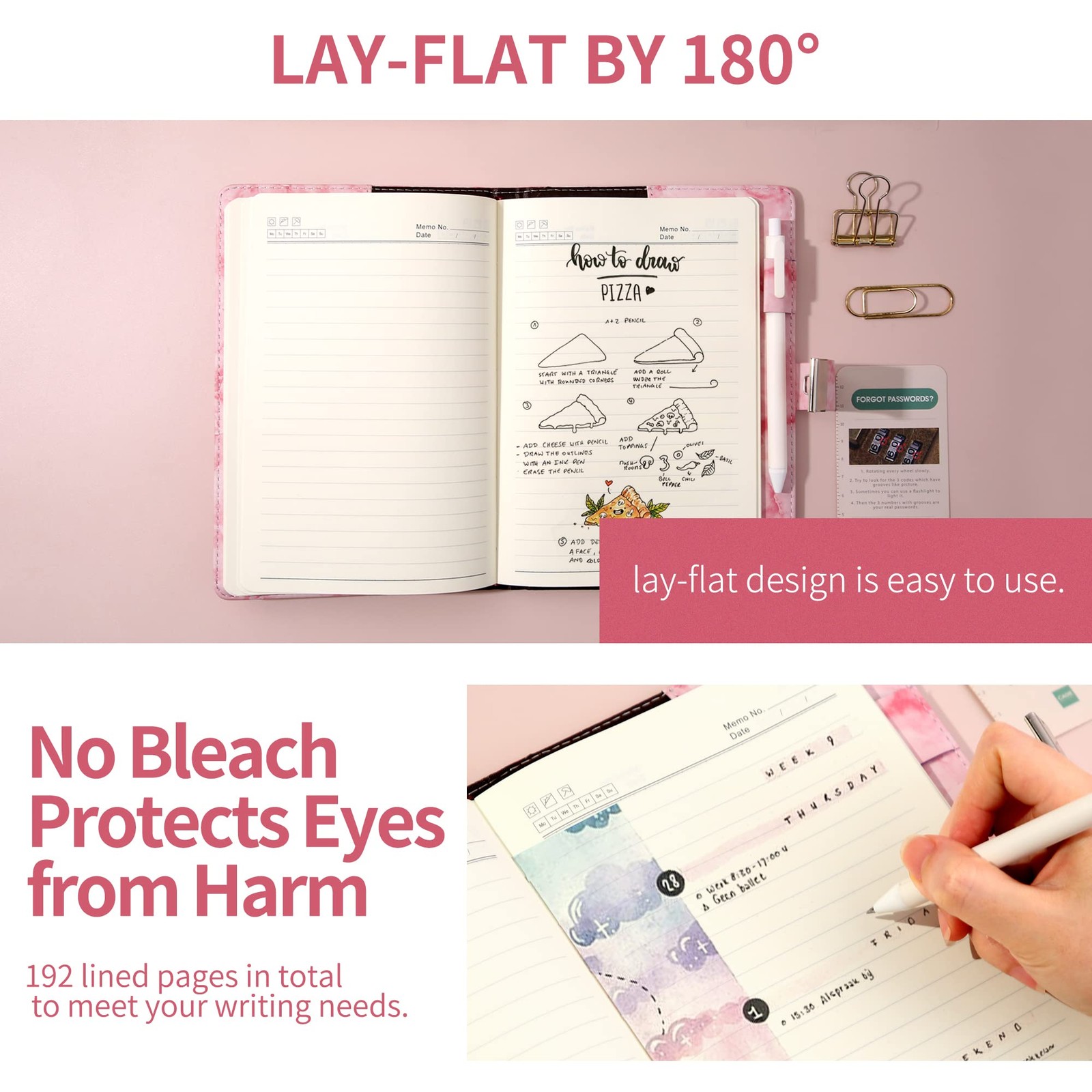 Marble Diary with Lock 192 Pages A5 Waterproof Journal for Girls – Secret Gift