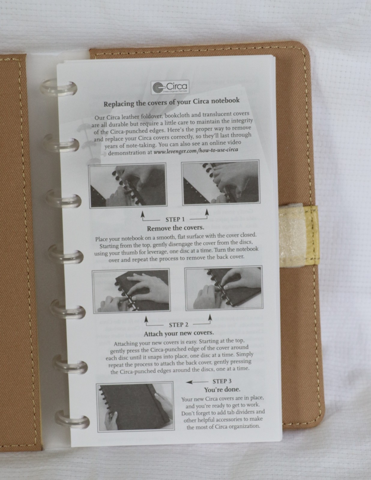 Levenger Circa Notebook Leather Pale Yellow Compact Size+ Paper Dust Jacket NEW