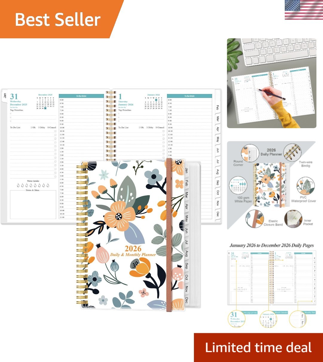 2026 Daily & Monthly Planner – One Page Per Day, Daily Planner from January 2…