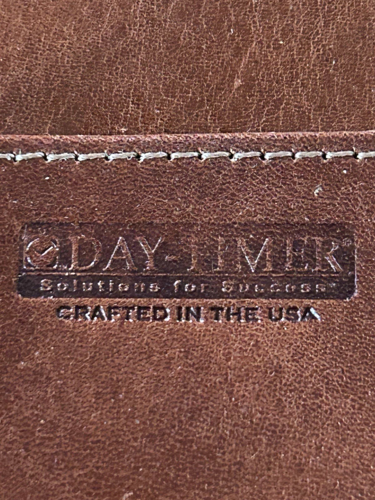 Day-Timer® Leather Planner Padfolio Open Style Dark Tan Organizer Caramel Brown