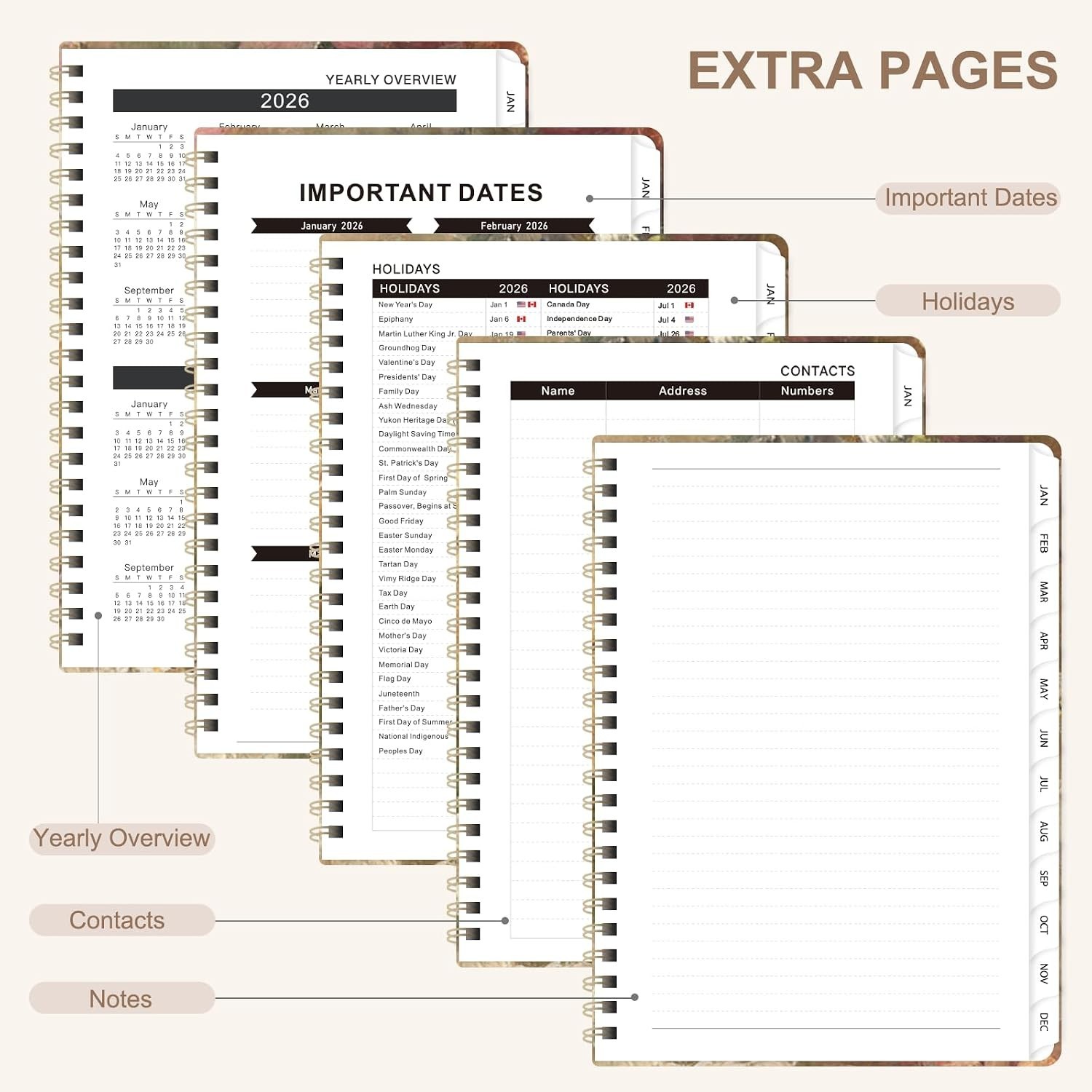 Elegant A5 2026 Calendar Agenda with Weekly & Monthly Pages for All Lifestyles