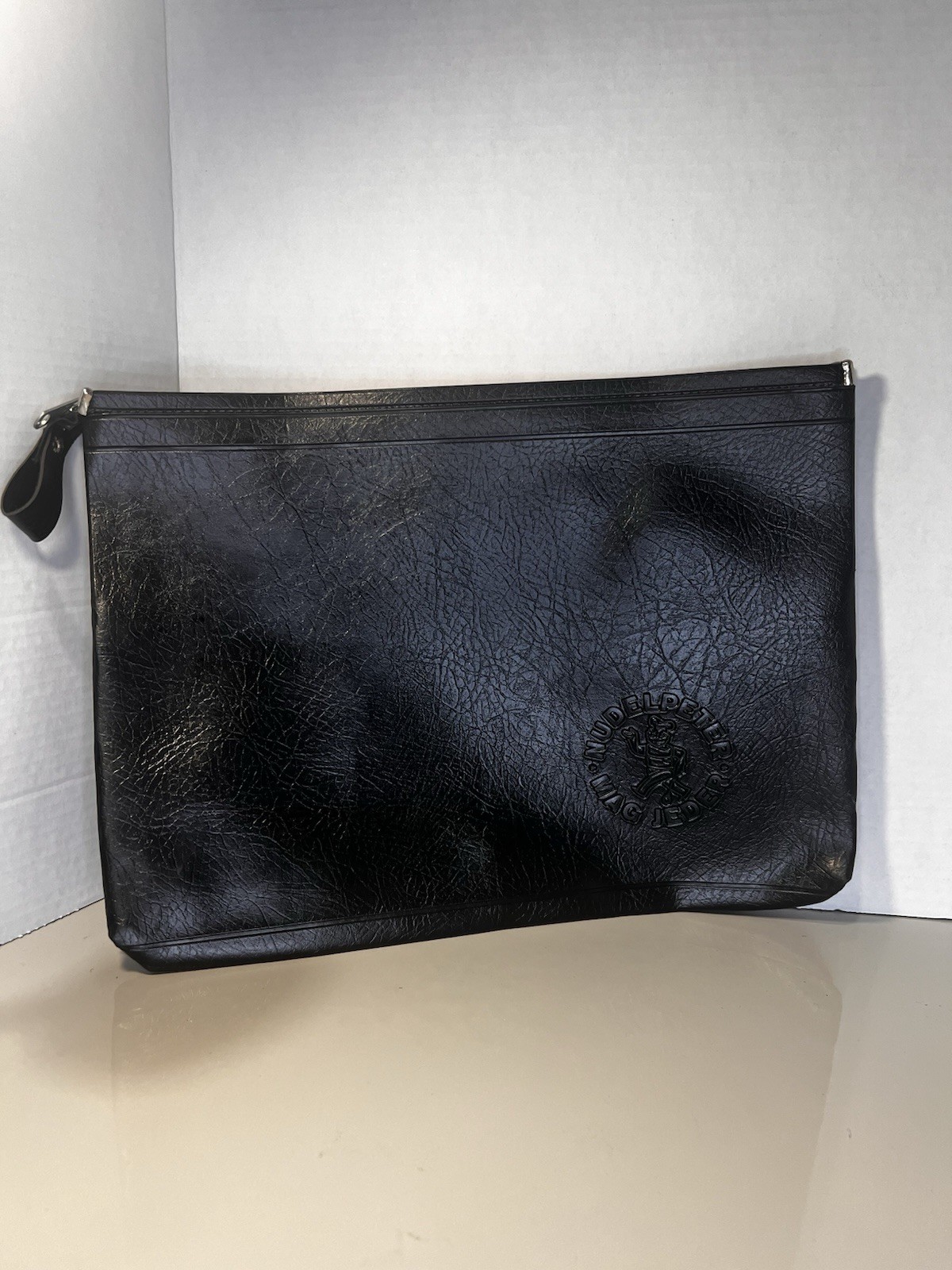 Vintage Nudelpeter Mag Jeder Black Vinyl Zipper Portfolio Pouch 15×11 Germany