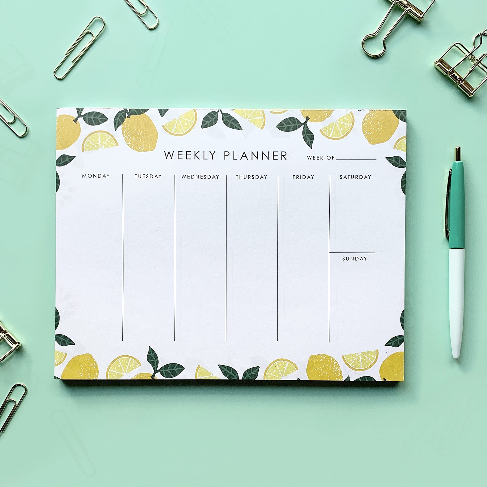 Weekly Planner Notepad – 9×7” inches, 52 tear off sheets 7 in. x 9 in., Lemon