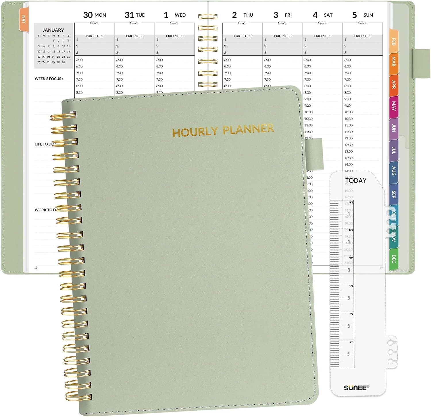 2025 Weekly Planner – Hourly Schedule 6.4″X8.5″, 30-Minites Appointment Book(Jan