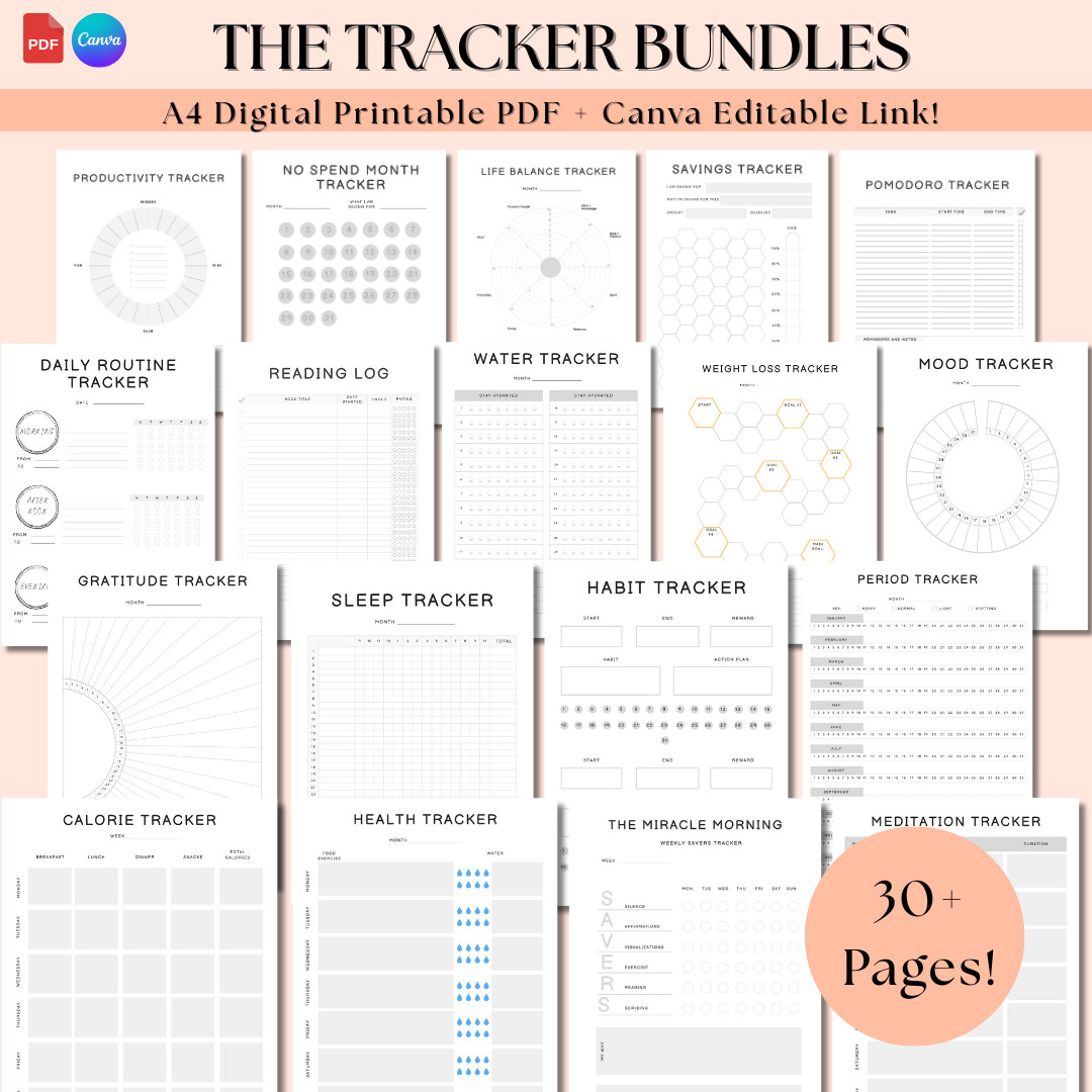 ULTIMATE LIFE TRACKER BUNDLE – 30+ Printable Planner Pages Digital Download