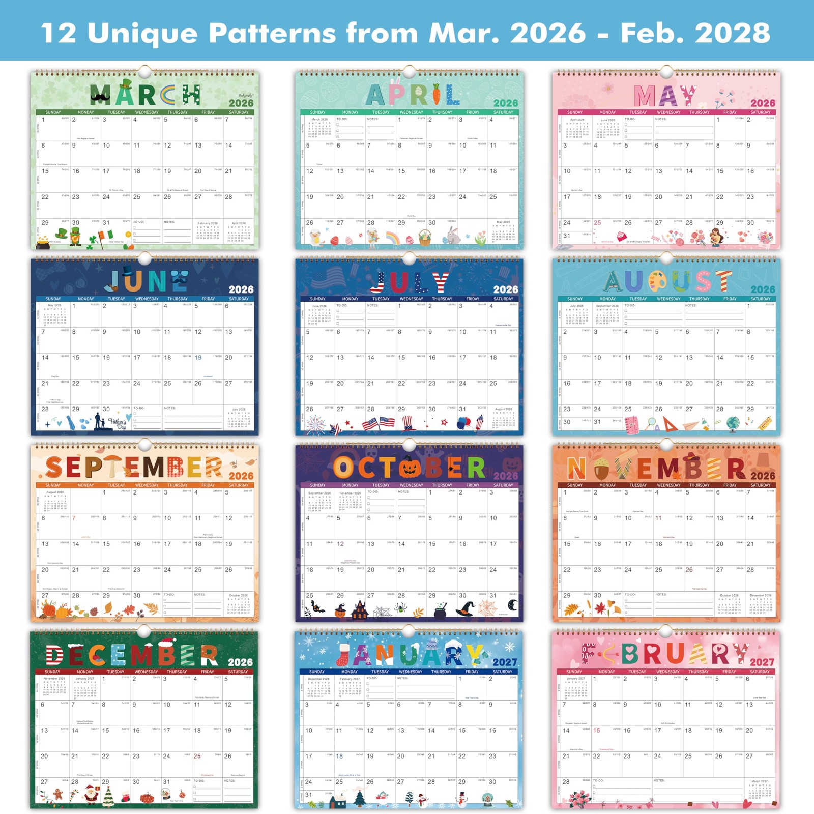 Wall Calendar 2026-2027 – Calendar, 24-Month Green 3