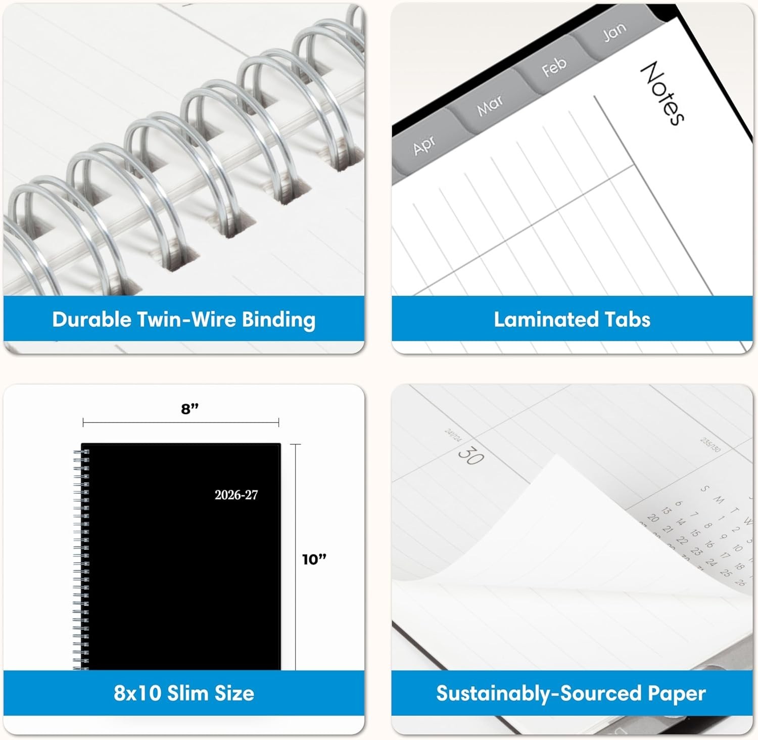 Effortless Planning: 2026-2027 8″ x 10″ Monthly Calendar with Flexible Cover