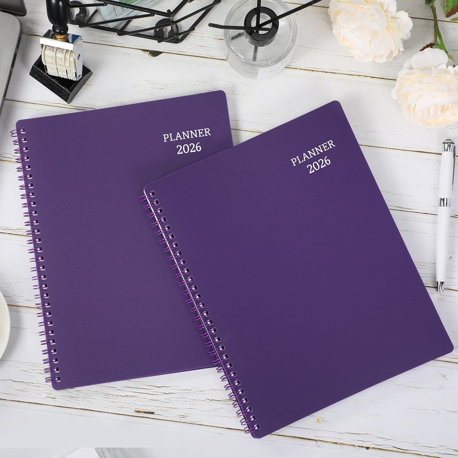 Elegant 2026 Planner with 12 Monthly Tabs – Spiraled & Waterproof Cover