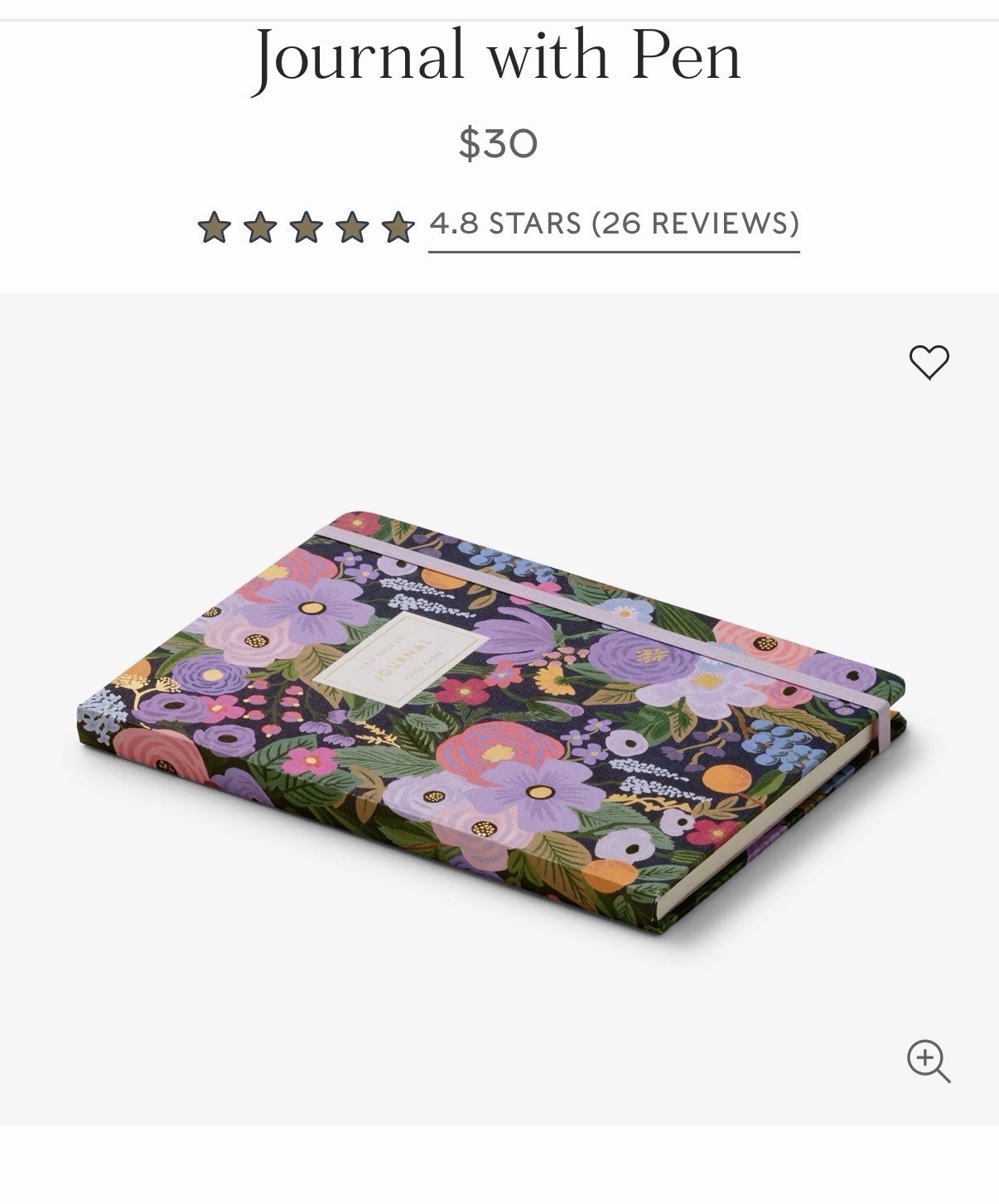 Rifle Paper Co Journal with Pen Garden Party Violet 144 Pages Brand New