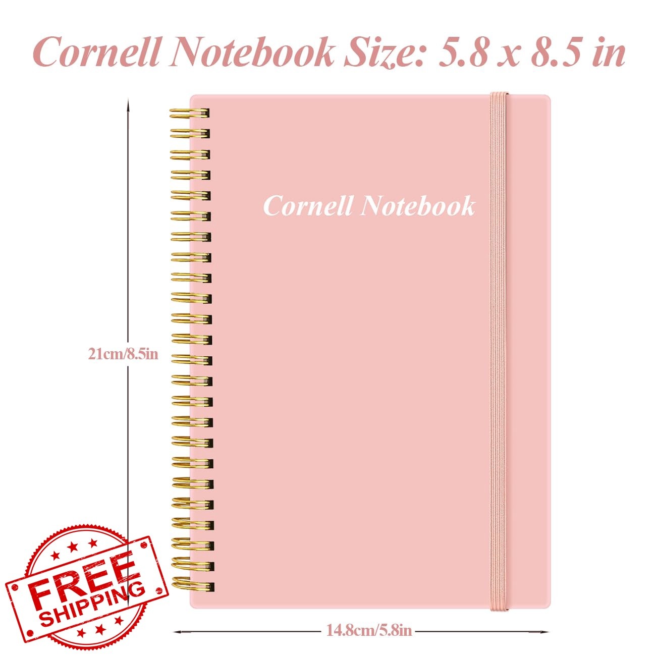 Yaridar A5 Cornell Notebook Pink 5.8″ x 8.5″