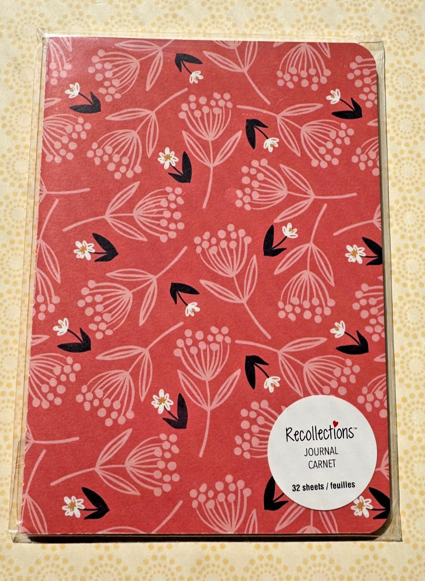 Recollections Journal Carnet – 32 sheets-Dotted pages. Floral- 7 in x 5 in