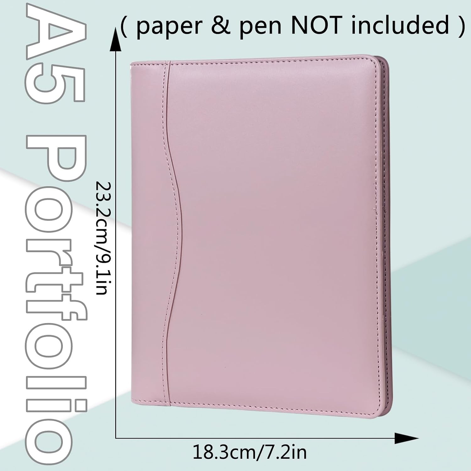 Pink Leather A5 Business Binder Mini Soft Leather Portfolio 5 x 8 Inches