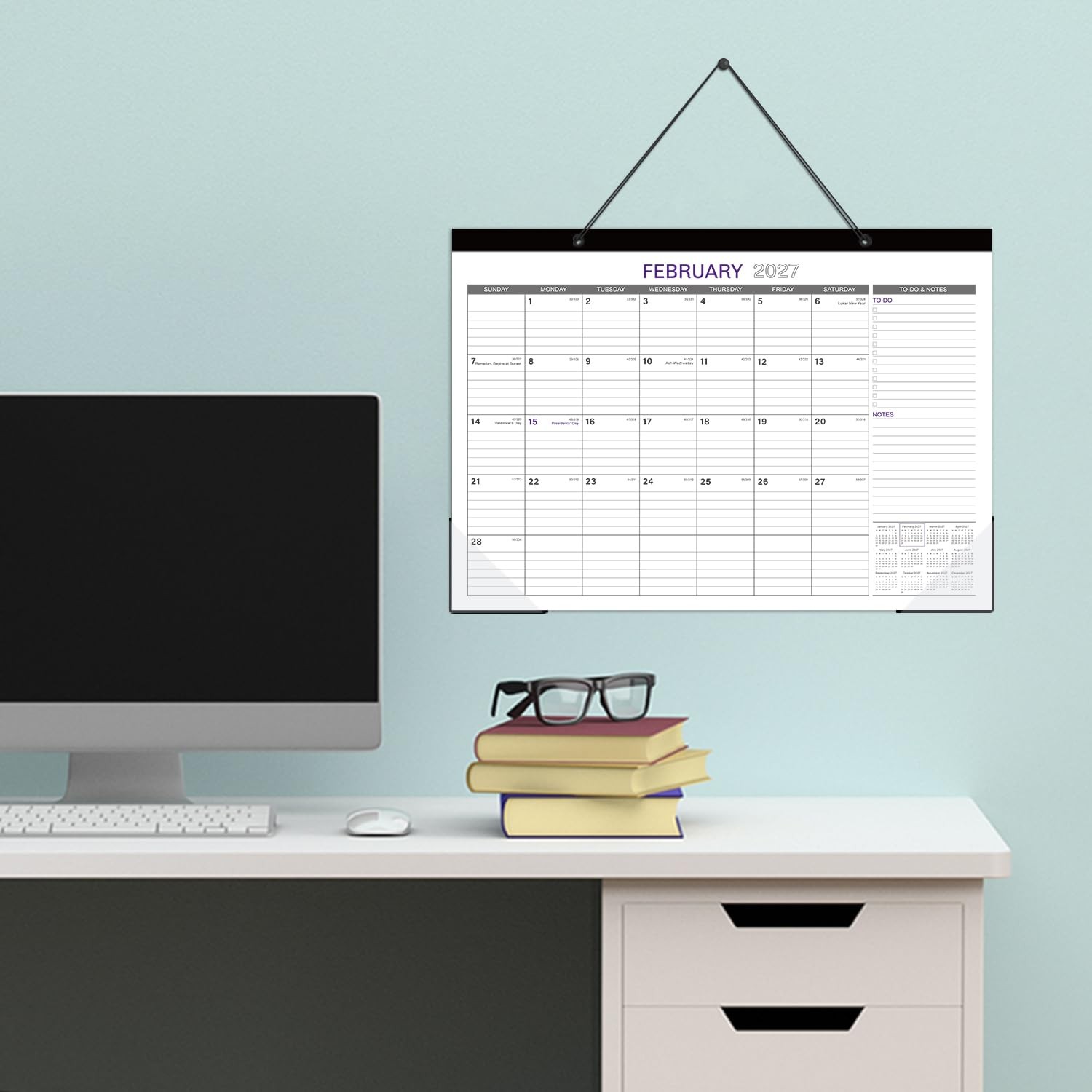 2026-2027 Desk Calendar – 17″ x 12″ 2026-2027, x 12″, Gray