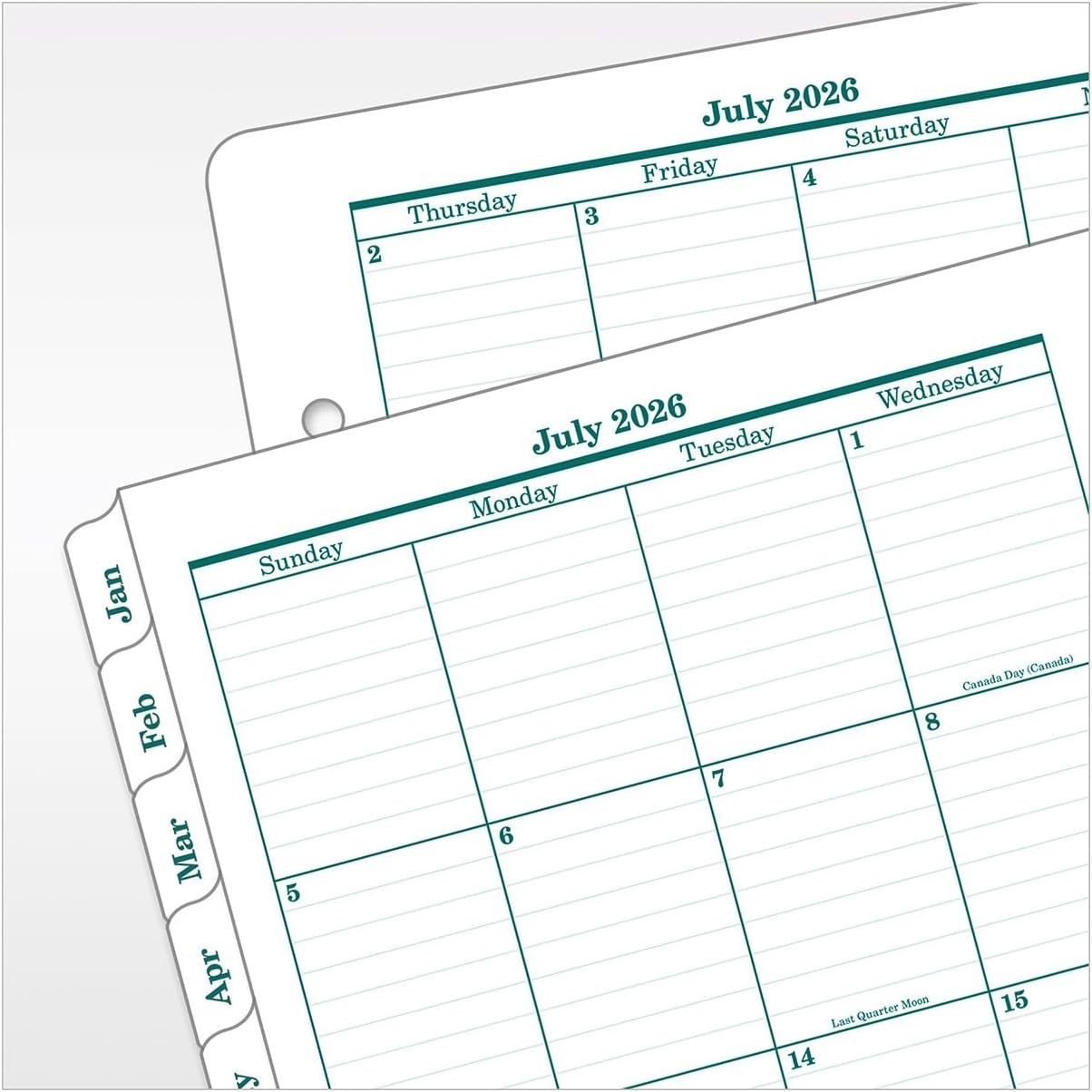 – Ring-Bound Planner Refill – Two Page Per Day Classic, Jul 2026 – Jun 2027