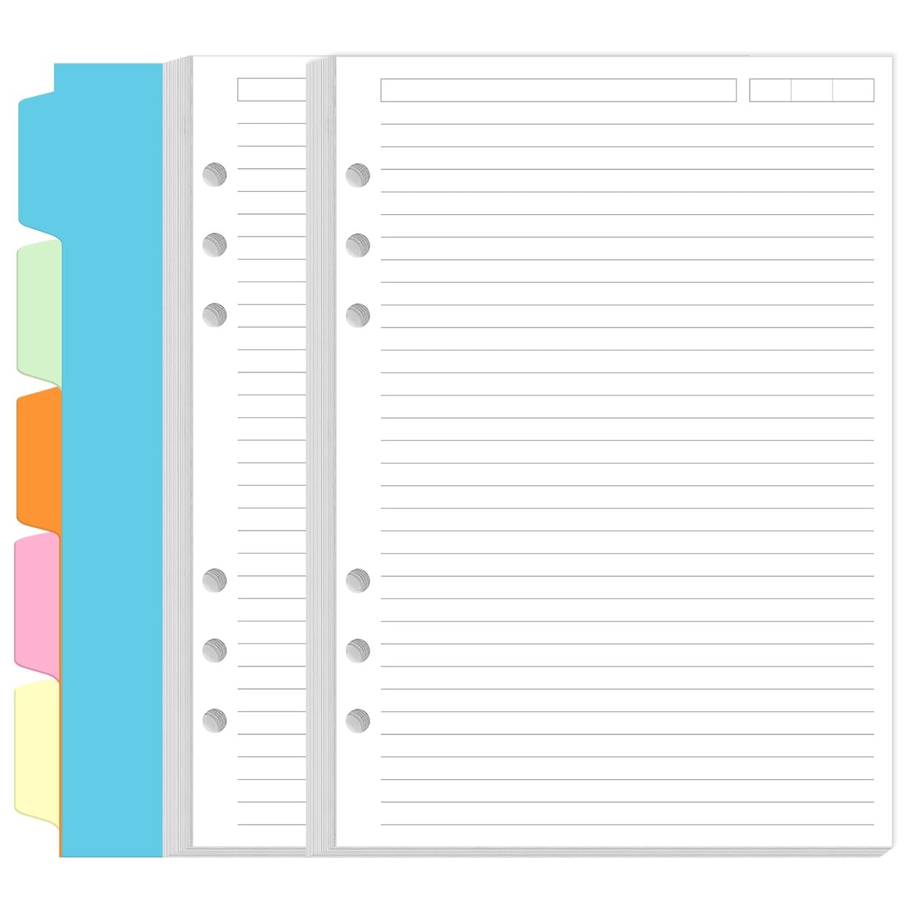 A5 Refill Paper – 6 Hole Planner Inserts for A5 Binder, 200 Pages 6 Ring Loos…