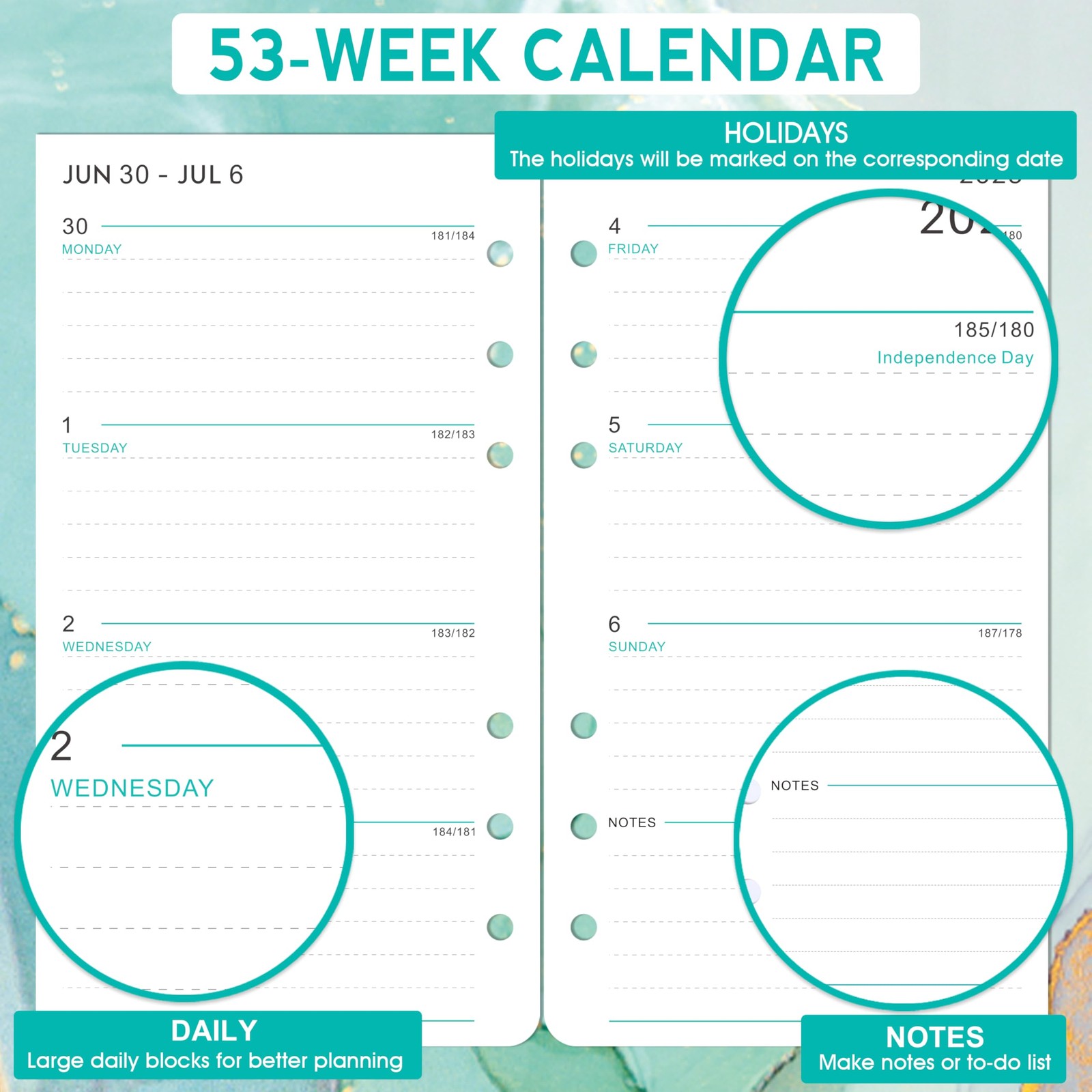2025-2026 Planner Refills – A6 Weekly and Monthly Inserts, July 2025 – June 2…