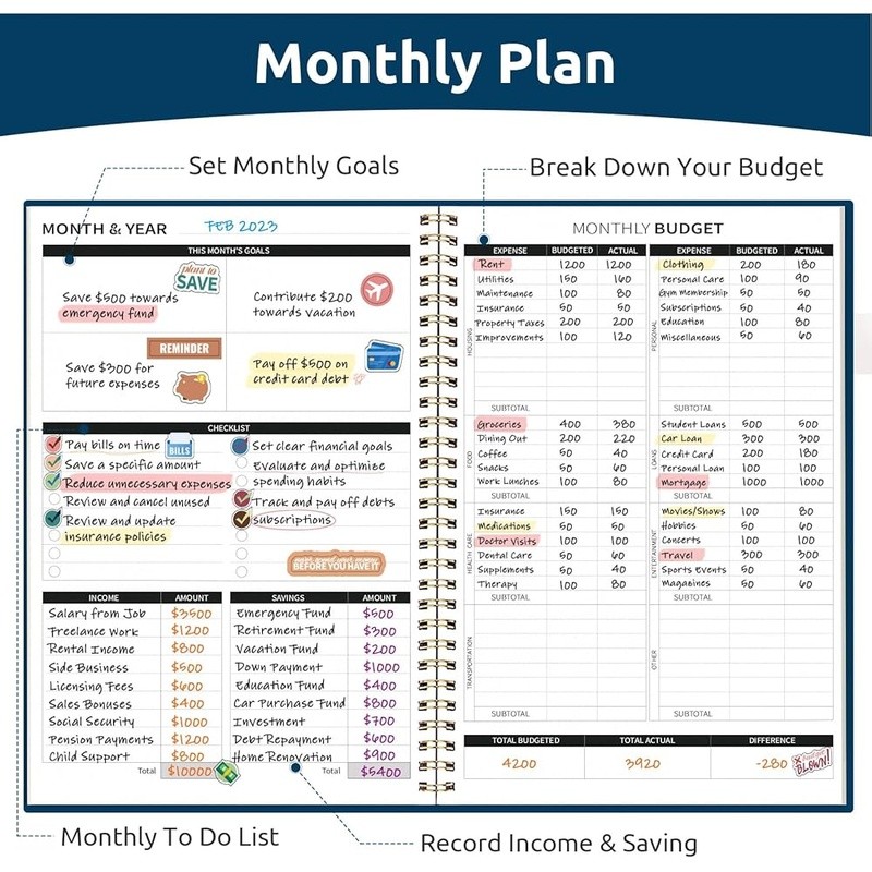 Budget Planner 2025 2026 Financial Organizer W/ Full Calendar Guidebook Stickers
