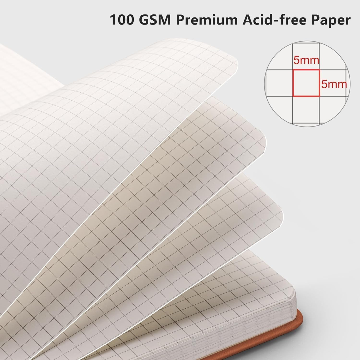 Graph Grid Paper Notebook, 192 Pages, A5 Medium Size (5.7” x 8.3”), 5 Squares