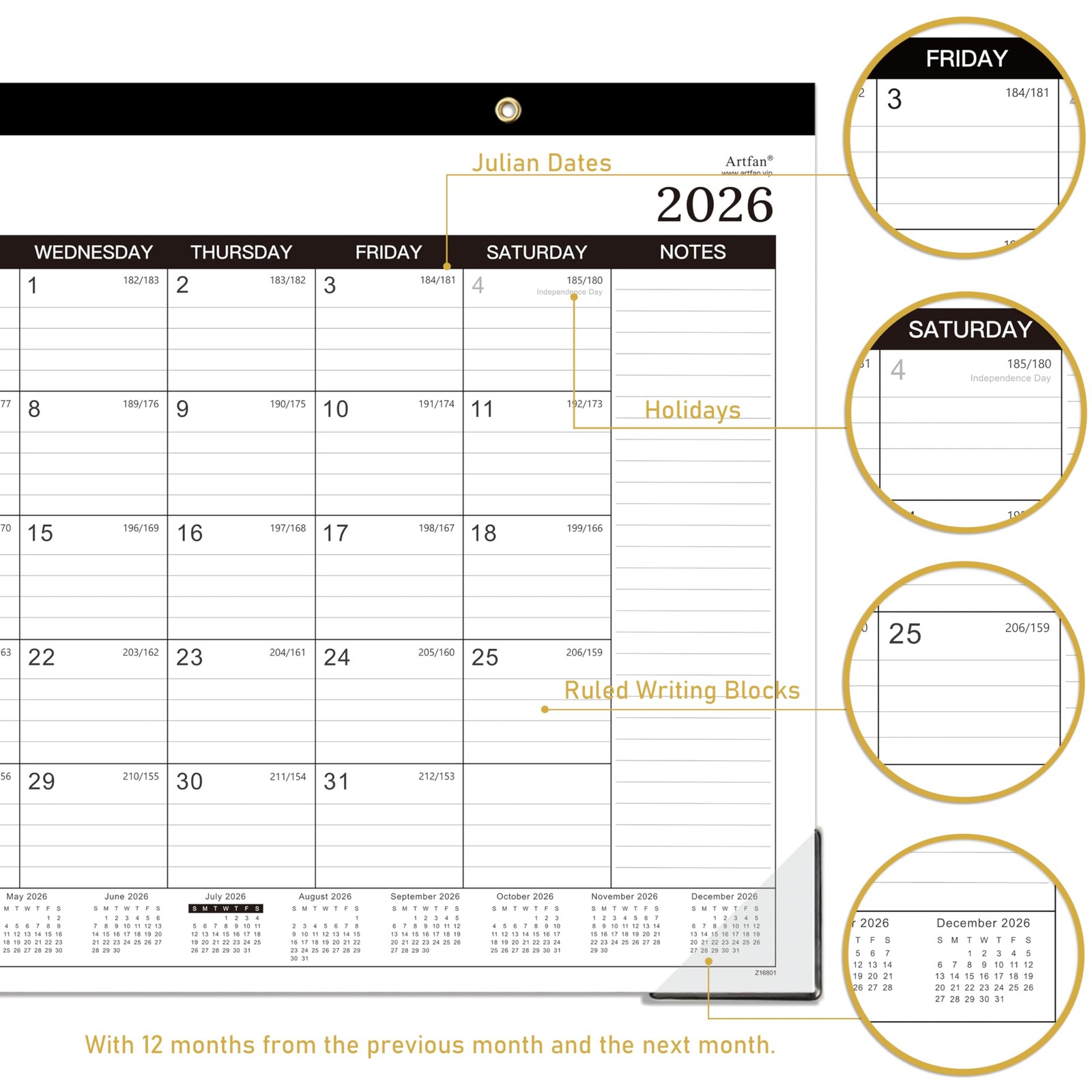 2026-2027 Desk Calendar – 2026-2027, Jul.2026 – 16.8″ x 12″