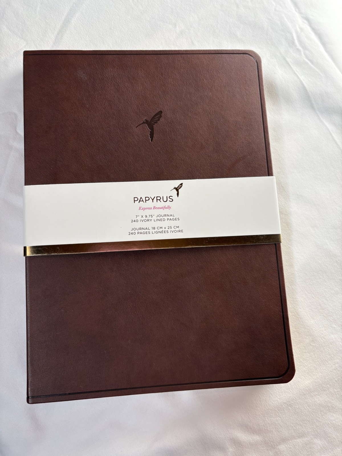PAPYRUS Brown Ruled Gilded Notebook Journal 240 Pages Ivory Lined 7 x 9.75 GIFT