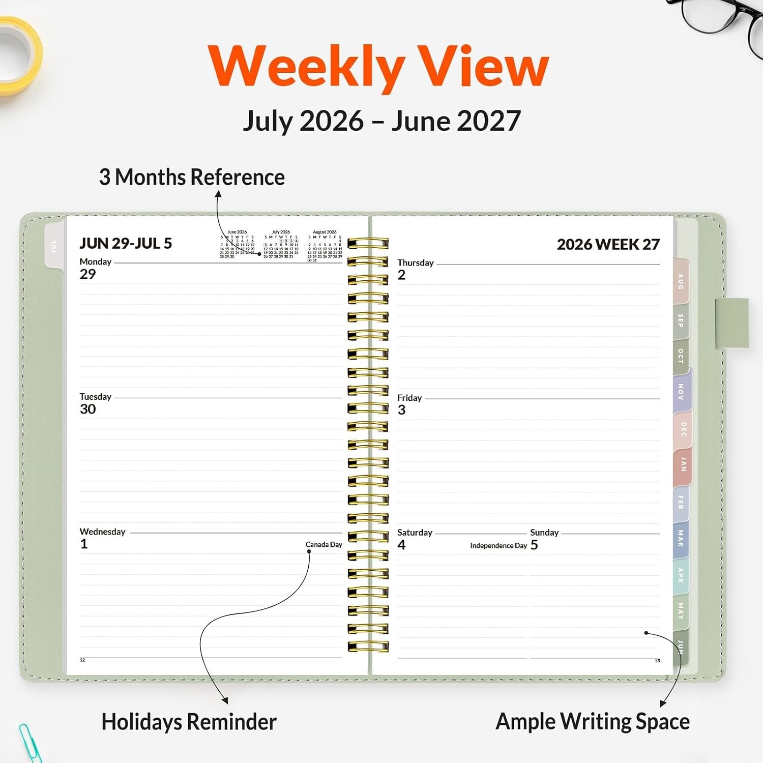 Leather Student Planner 2026-2027 Weekly Monthly Calendar 6.4×8.5