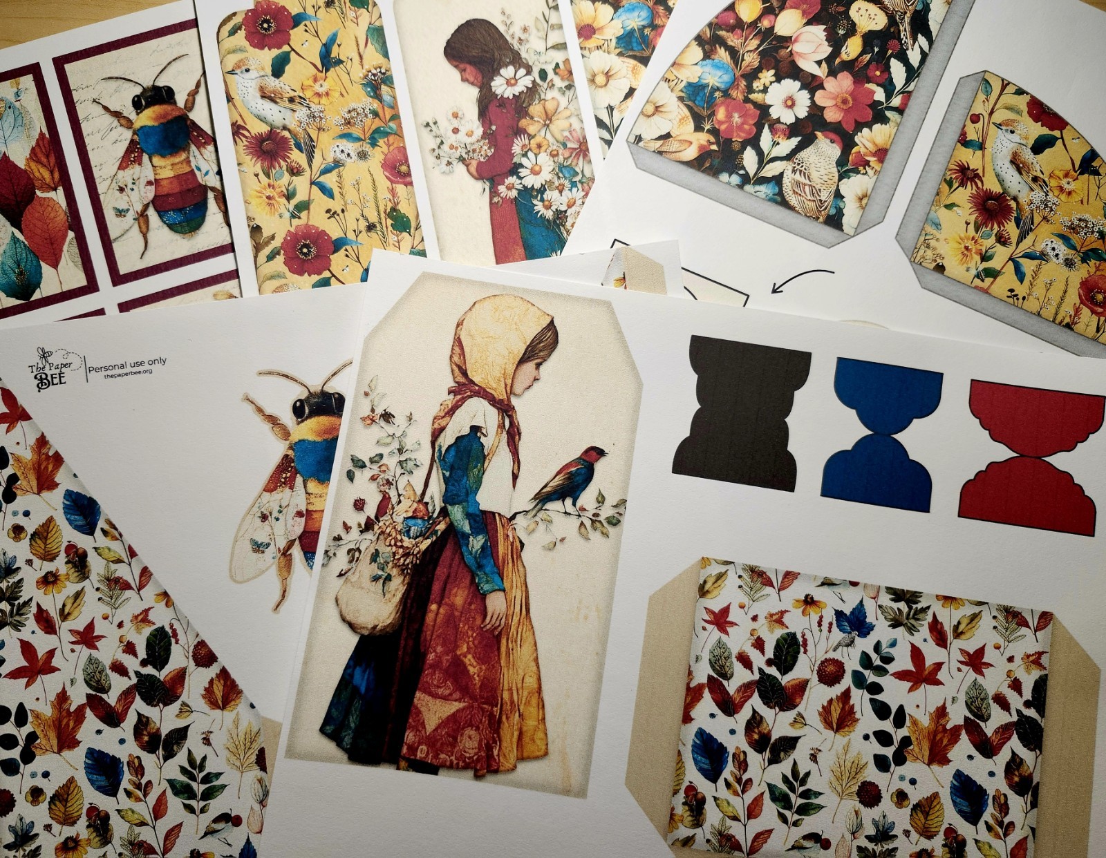Junk Journal Booklet “FOLKLORE” Handmade Botanical Wildflowers Lg 8.5″x5.5″ 40pg