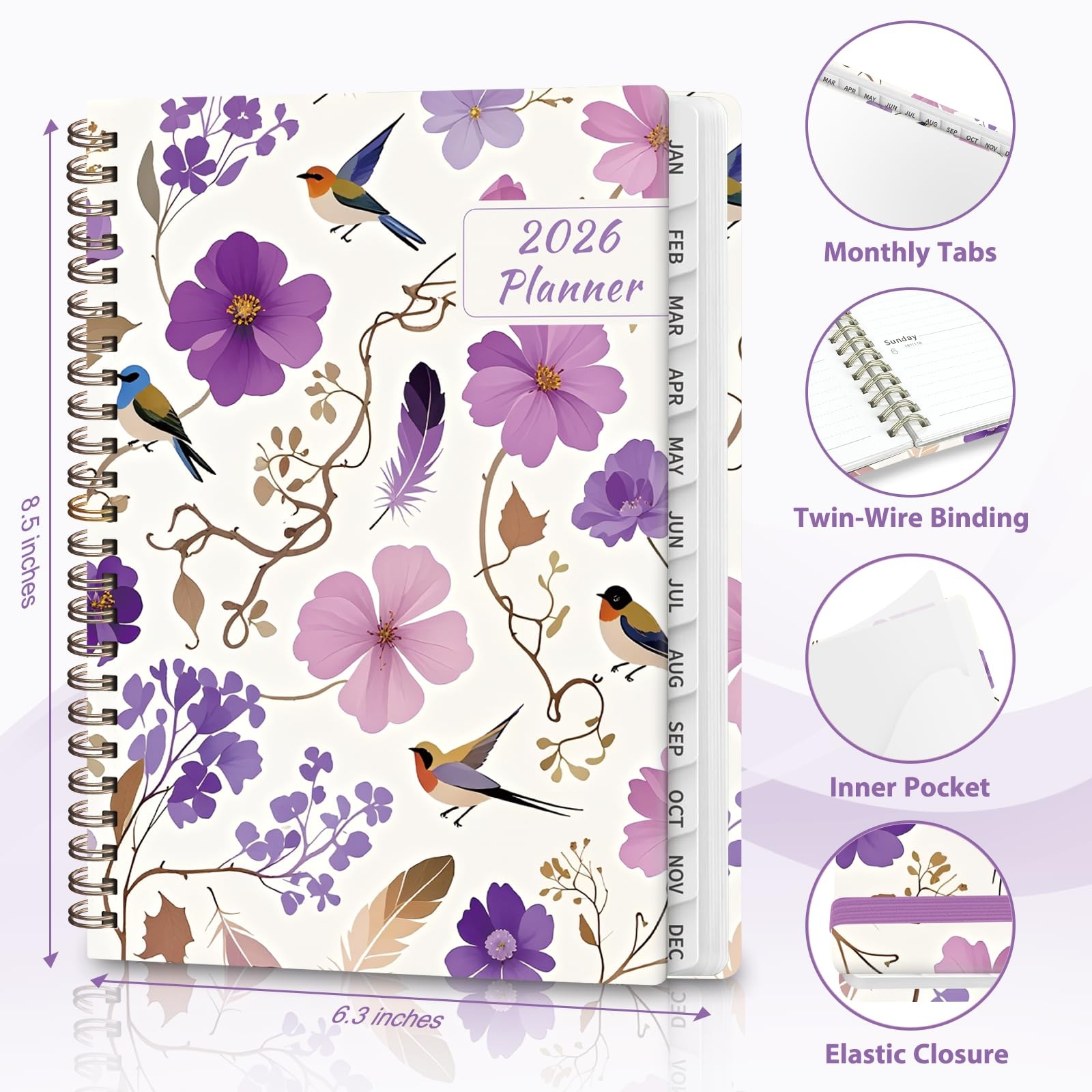 2026 Planner, Weekly and Monthly Calendar Planning Book, Jan 2026 – Dec 2026,…