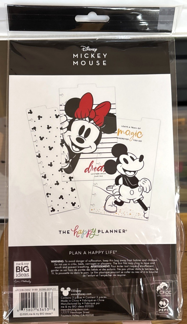 Happy Planner Disney Classic DASHBOARD Dividers Mickey & Minnie Mouse 3 Piece