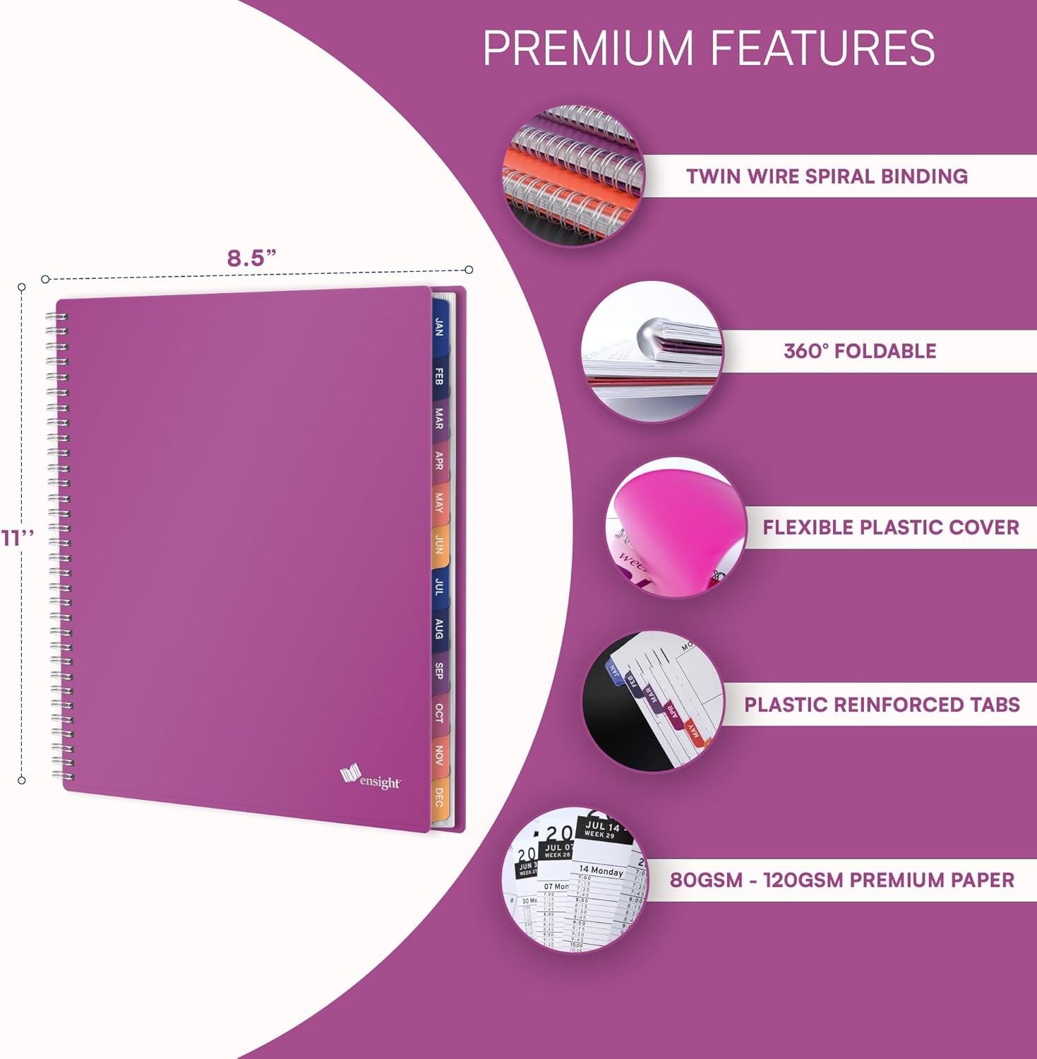 Ensight 2026 Appointment Book and Planner Ensight 6.5 x 8.5 inches Large Tabbed