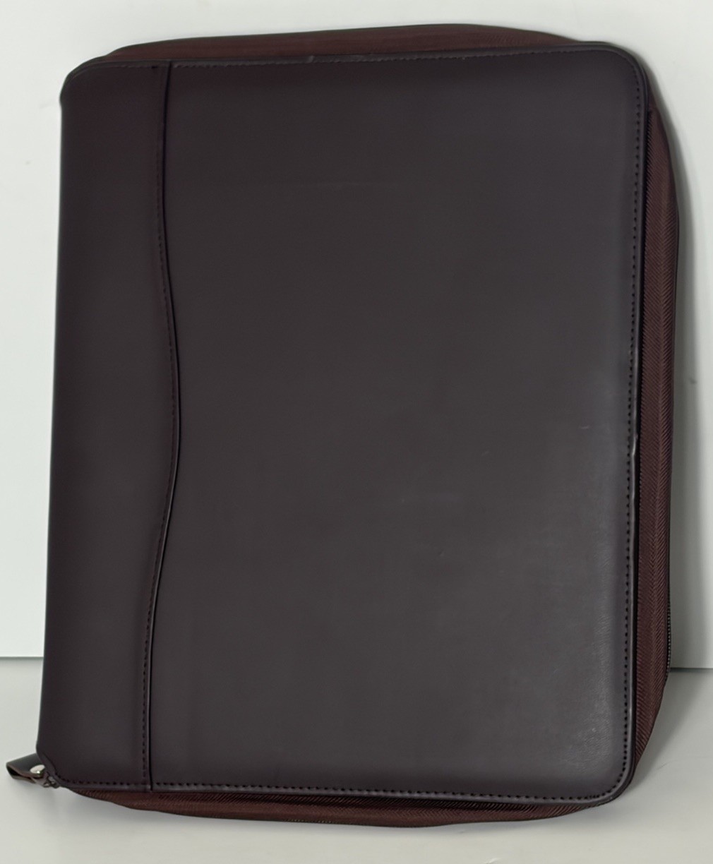 Franklin Covey Original Letter Size 7 Ring Binder 21212 Full Zip Brown 13”x11”