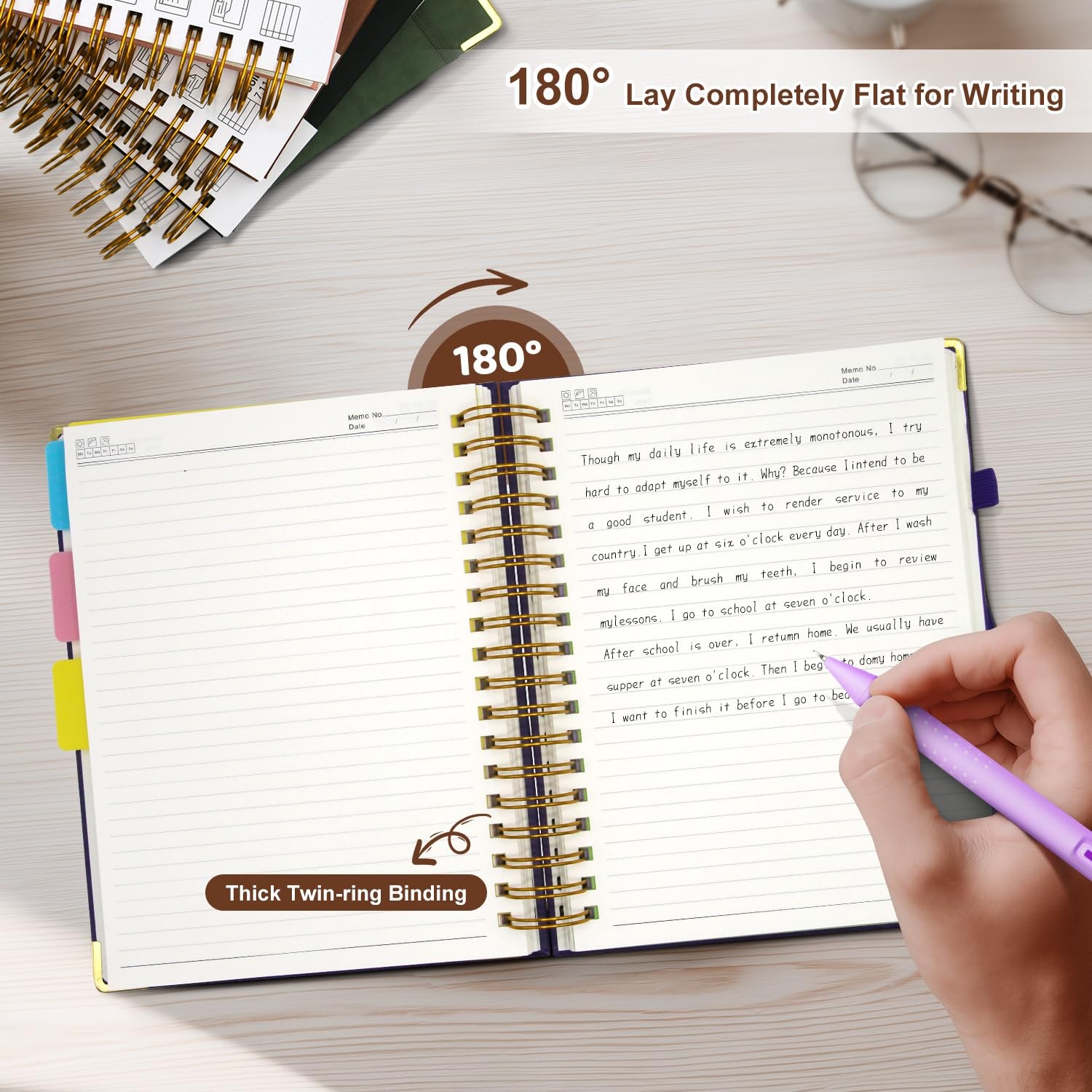 FlyMeaning Hardcover Spiral Notebook Journal with Removable Dividers Tabs, 32…