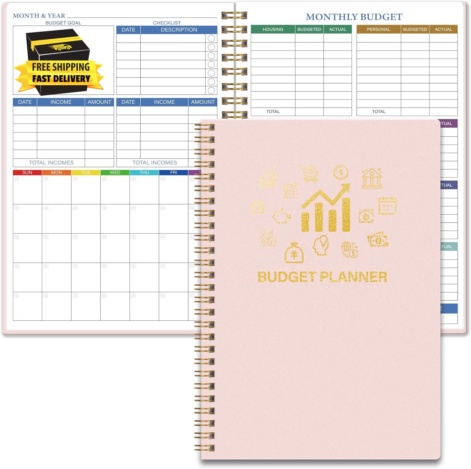 Monthly Budget Planner – 14 Months Undated Financial Planner Organizer Budget Bo