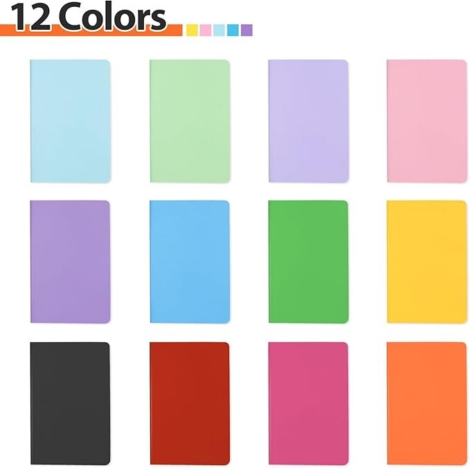 12 Pack Mini Pocket Notebook, 2.5 X 4 Inch, Lined, 30 Pages(Double Sided-60pgs)
