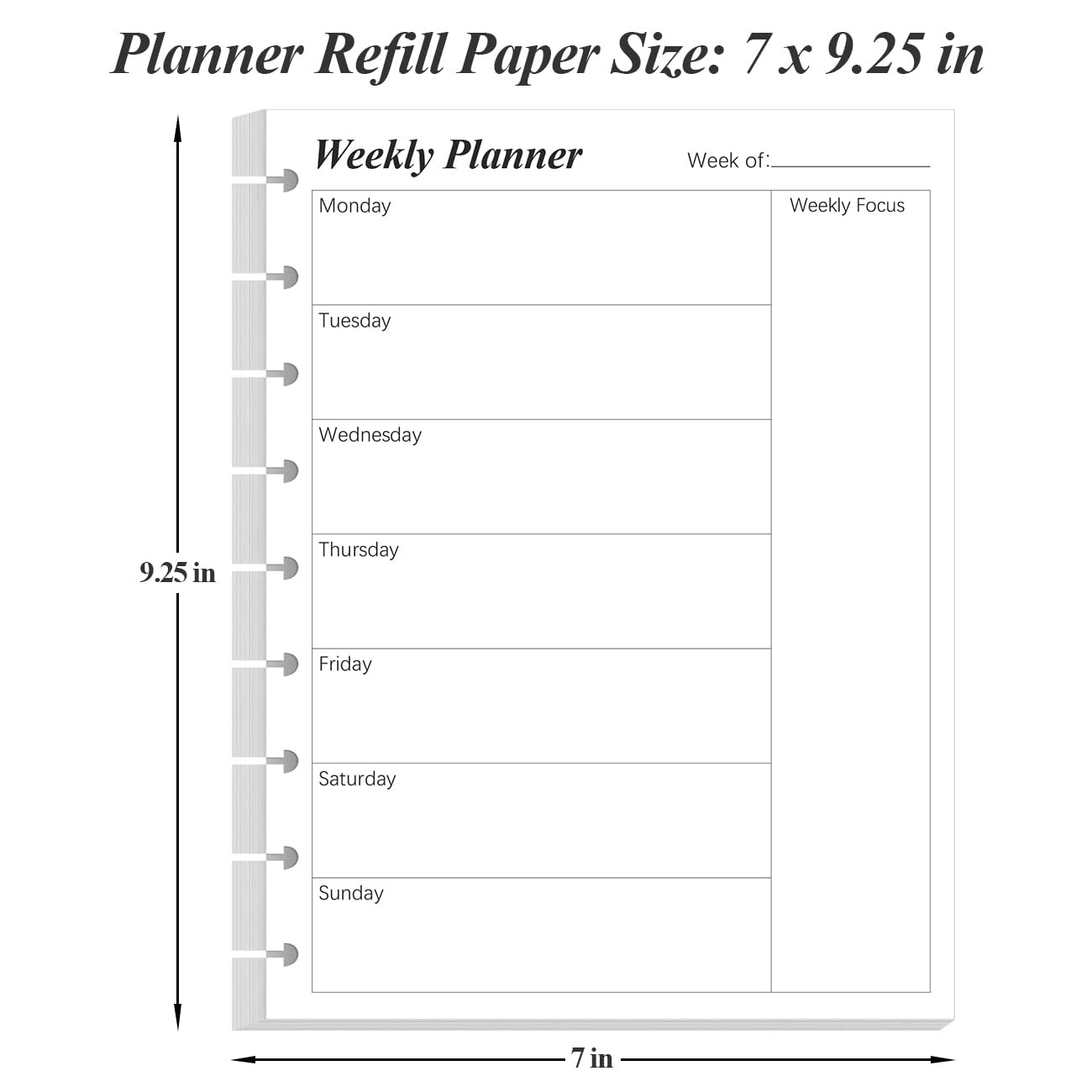 Classic Size Weekly Planner Refills – 9 Disc 1-Pack, White