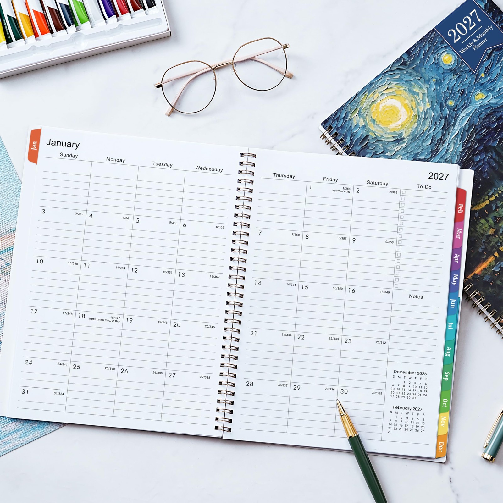 2027 Planner – 2027 Weekly and Monthly, Jan. 2027 – A4, Multicolor 2