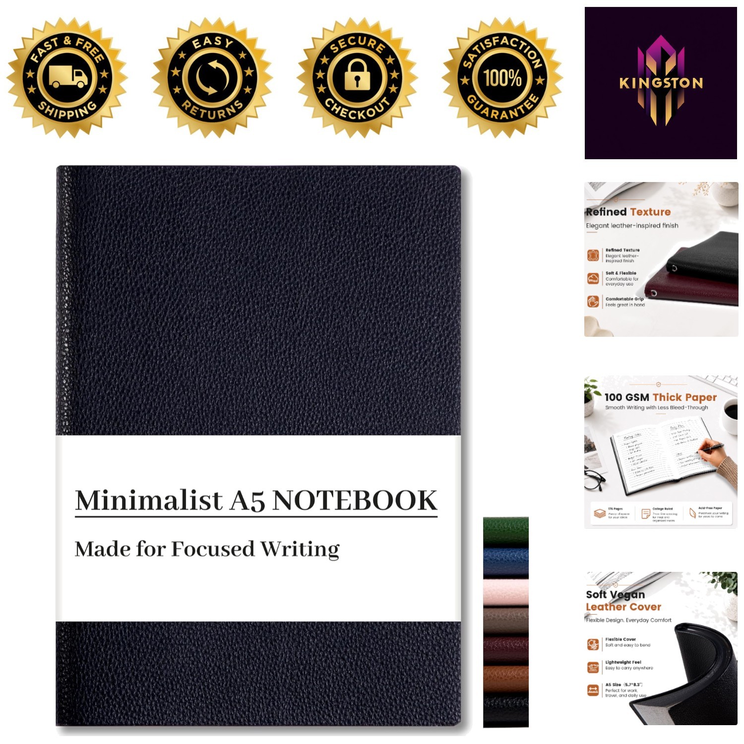 A5 Leather Journal – 176 Pages, Lay-Flat for Effortless Writing