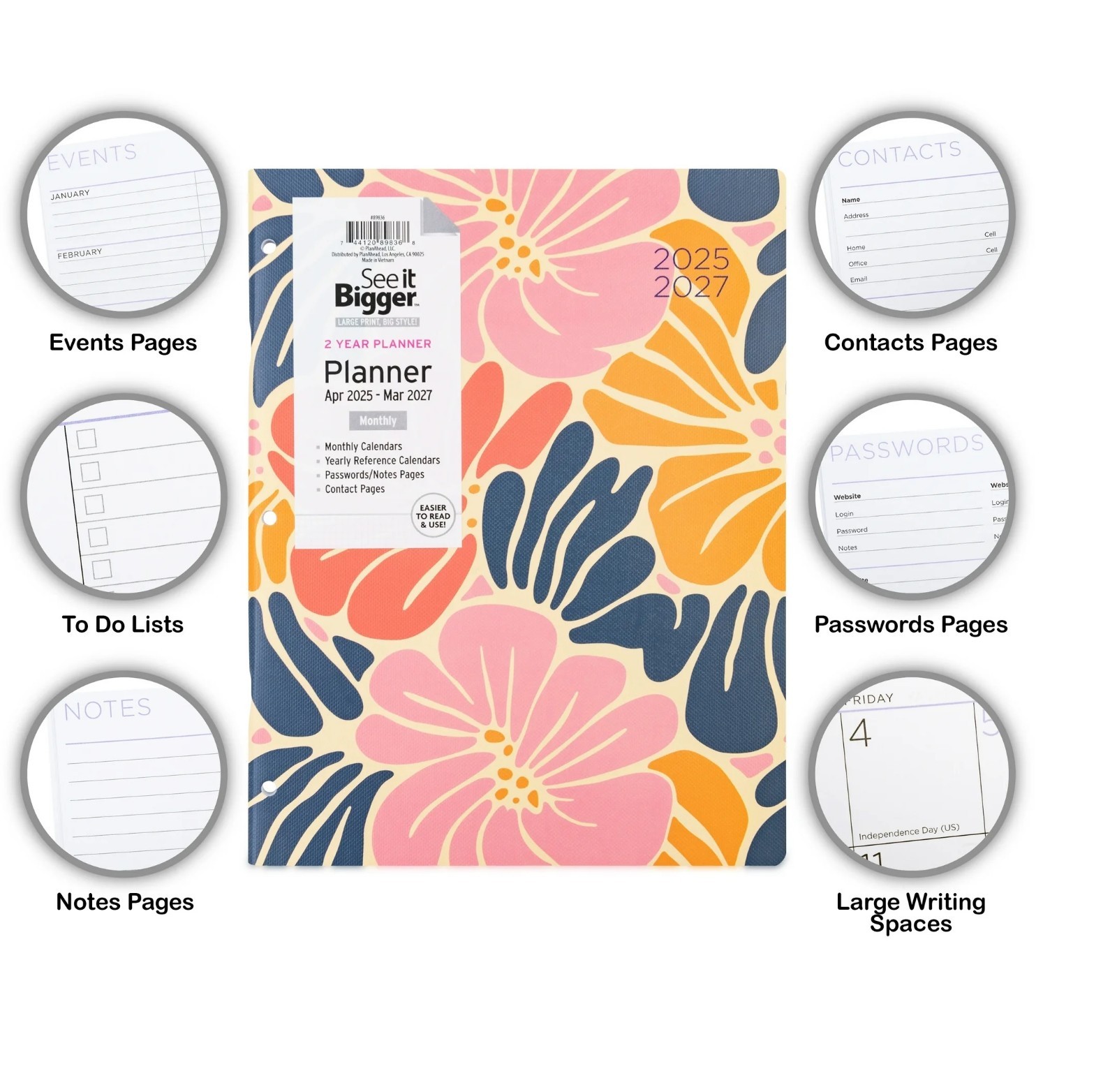 PlanAhead See It Bigger Floral Apr25-Mar27 Monthly 8.5×11″ Planner Large