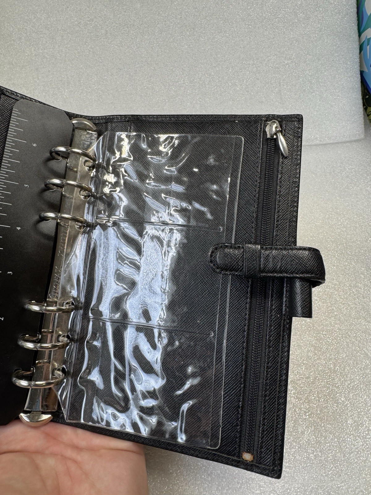 Vintage 90s Filofax Pocket Portobello – Black Italian Textured Leather Organizer