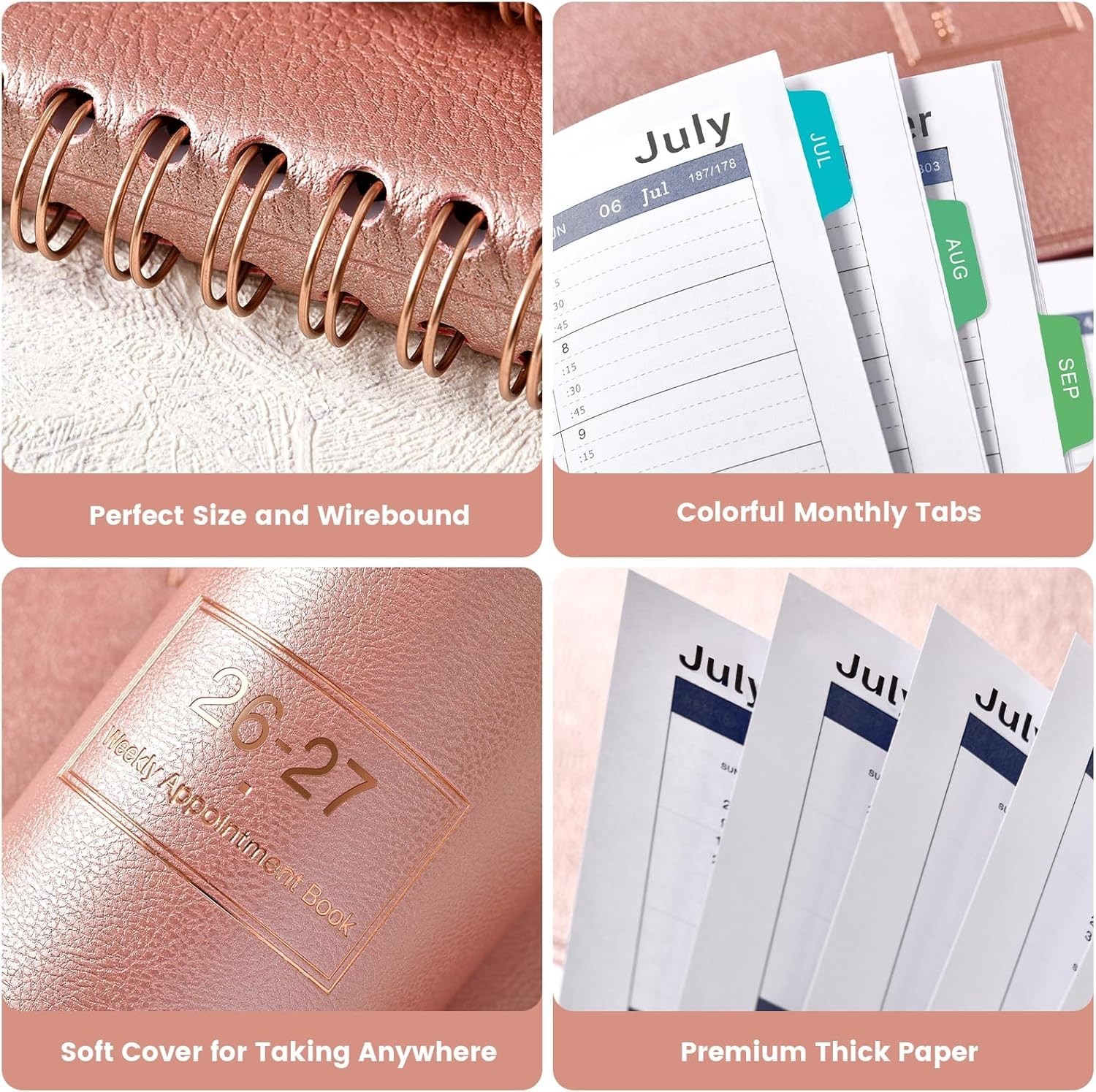 2026-2027 Weekly Planner – 9×11 with Twin-Wire Binding & Leather Finish