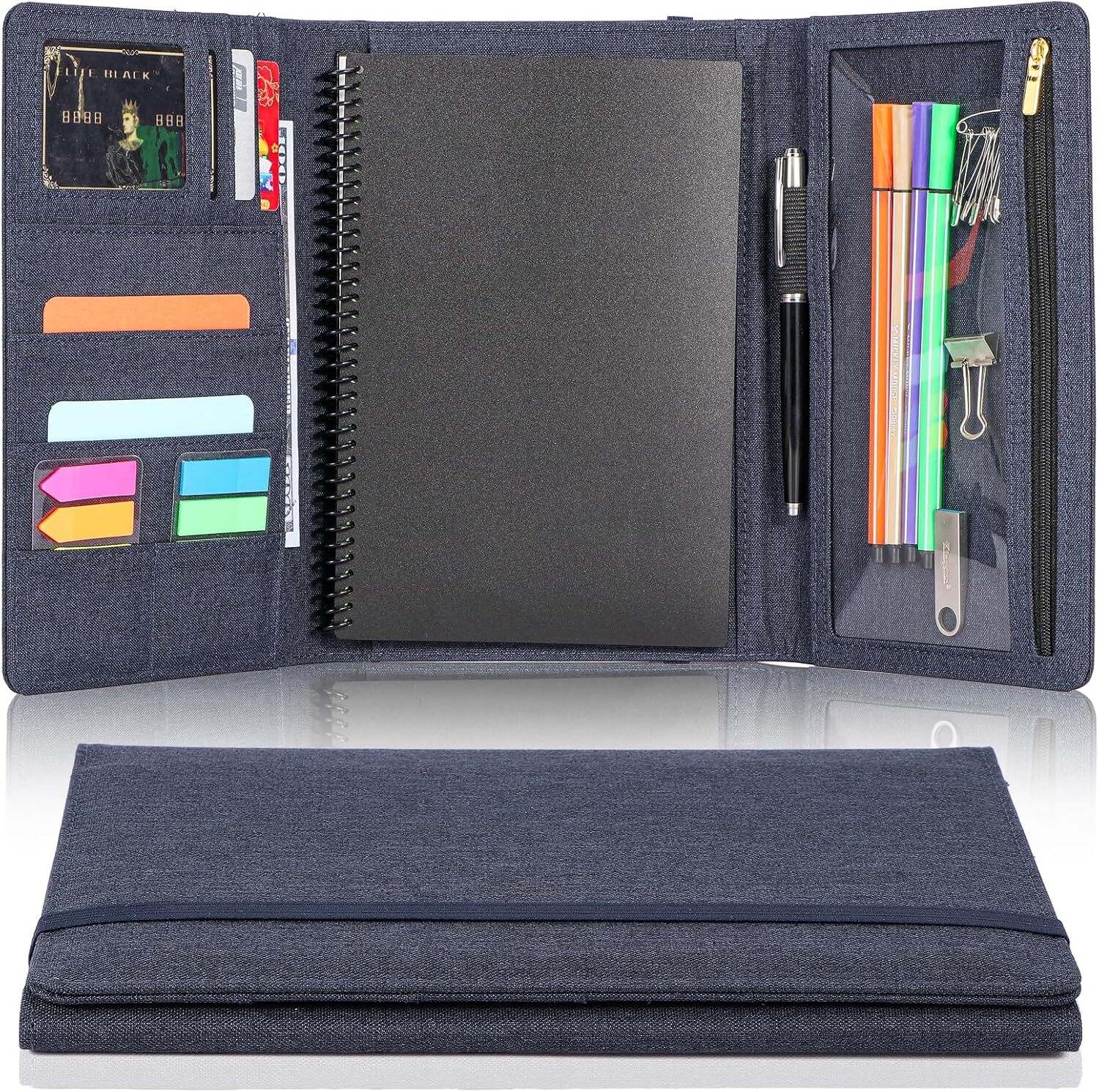 Trifold Blue Notebook Cover Waterproof A5 Size Organizer For Rocketbook Moles…