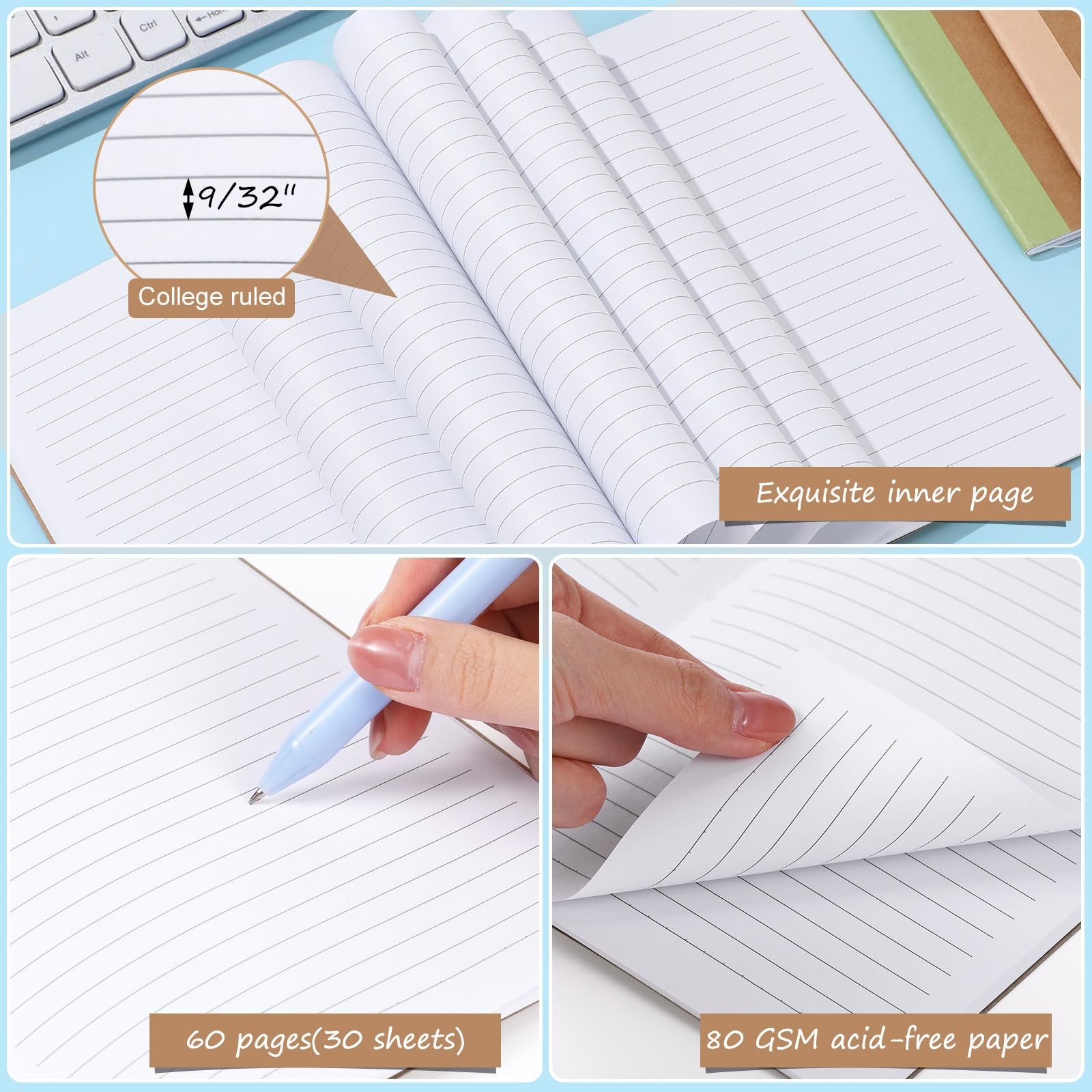 Harloon A5 Composition Notebook Journals 8 x 5.75 in College Light Color