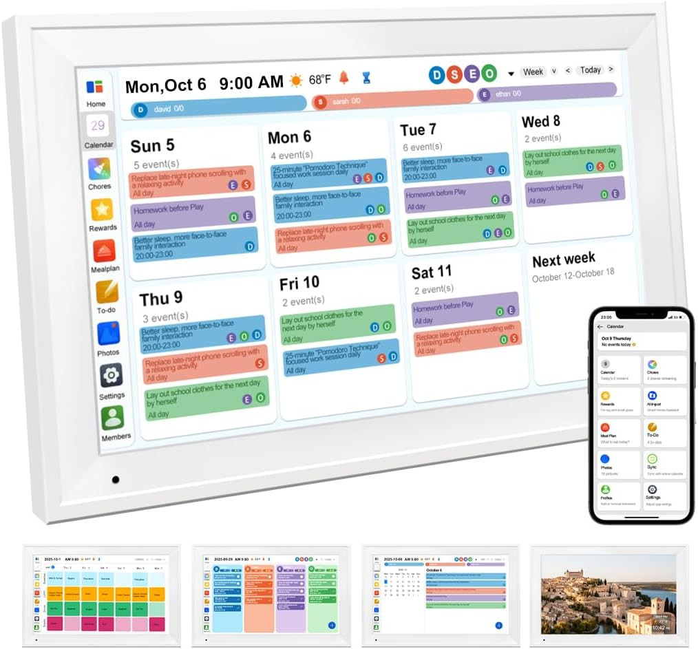 15.6″ Smart Digital Family Planner & Meal Organizer with Touchscreen Display