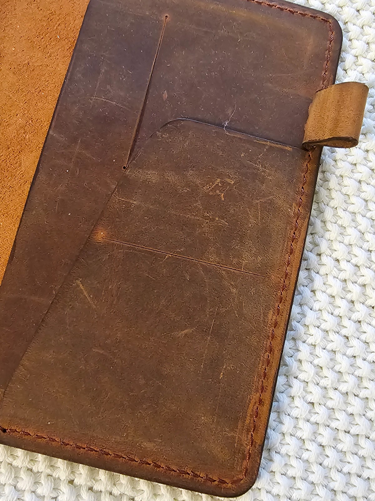 A6 Leather Slip Cover with Front Pocket and Penloop